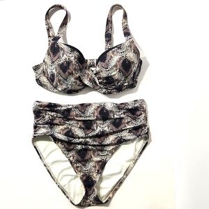 Bleu Rod Beattie Skin Game Bikini Top 34D & Bottoms Size 8  Snakeskin Print